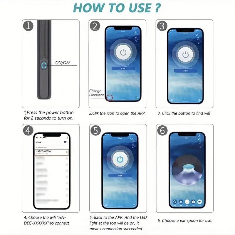 Ear Cleaner Tool with HD Camera & LED Light – Smart Otoscope Kit