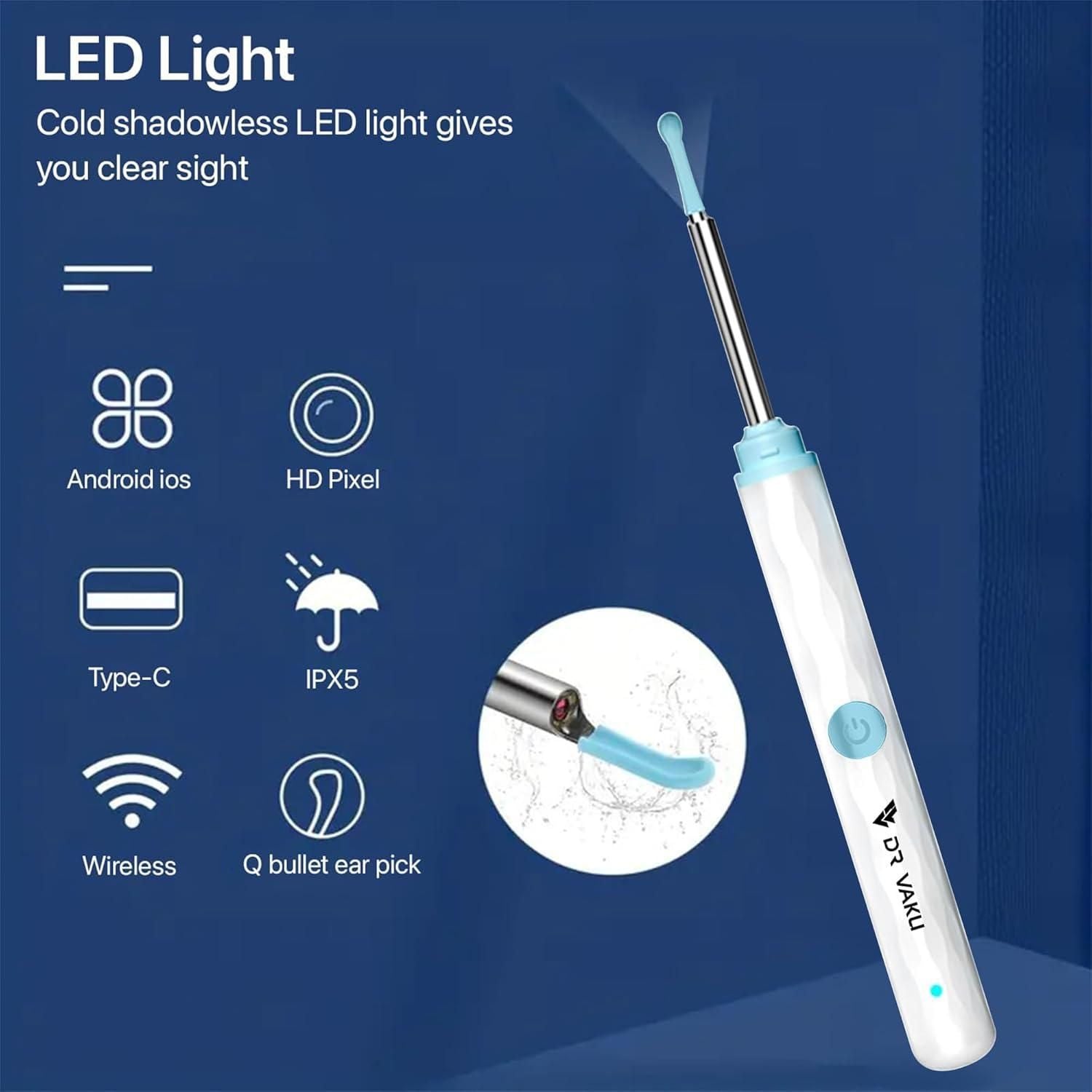 Ear Cleaner Tool with HD Camera & LED Light – Smart Otoscope Kit